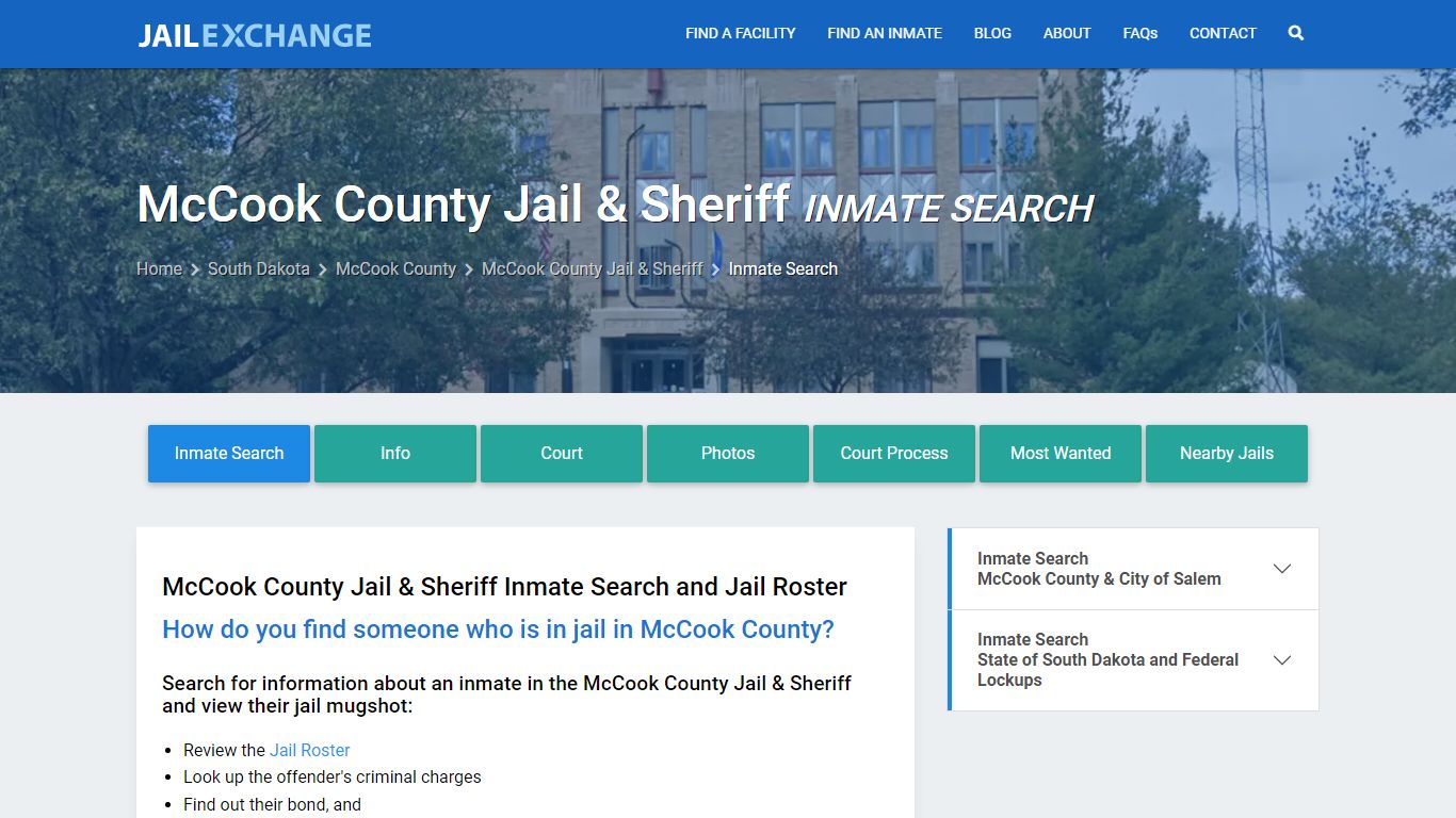 McCook County Jail & Sheriff Inmate Search - Jail Exchange